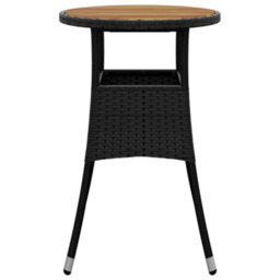 Walplus Garden Table 60X75 Cm Acacia Wood And Poly Rattan Black - thumbnail 3