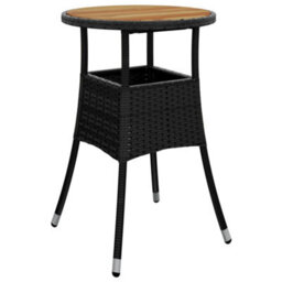 Walplus Garden Table 60X75 Cm Acacia Wood And Poly Rattan Black - thumbnail 2