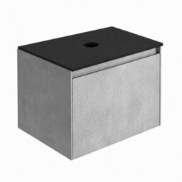 Plum&clay Rigel Concrete Grey Wall Hung Bathroom Vanity Unit With Black Worktop (W)600mm (H)450mm - thumbnail 2