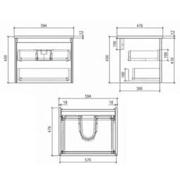 Plum&clay Rigel Concrete Grey Wall Hung Bathroom Vanity Unit With Black Worktop (W)600mm (H)450mm - thumbnail 7