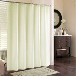 Neel Blue Ivory Polyester Shower Curtain, Water-Resistant Bathroom Curtain With 12 Hooks - 180X180Cm