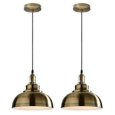 Vintage Green Brass Pendant Lamp Retro Industrial Metal Shade With Bulb Guard - image 1