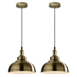 Vintage Green Brass Pendant Lamp Retro Industrial Metal Shade With Bulb Guard - thumbnail 1