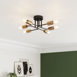 GoodHome Detroit Vintage Metal Black Copper Effect 6 Lamp Ceiling Light - thumbnail 2