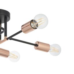 GoodHome Detroit Vintage Metal Black Copper Effect 6 Lamp Ceiling Light - thumbnail 4