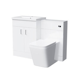 Nes Home 600mm Floor Standing White Vanity, Ceramic Basin, Btw Toilet With Uf Seat & Wc Unit - thumbnail 6
