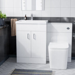 Nes Home 600mm Floor Standing White Vanity, Ceramic Basin, Btw Toilet With Uf Seat & Wc Unit - thumbnail 2