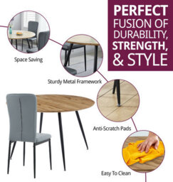 Hallowood Furniture Cullompton Large Round Dining Table 120Cm With 4 Faux Leather Grey Chairs - thumbnail 2