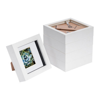 "Nicola Spring 4 X 4"" Photo Frames - White/white Mount - 3D Picture Frame Box Portrait Display Case (12.5 X 12.5Cm) Set Of 5" - image 1