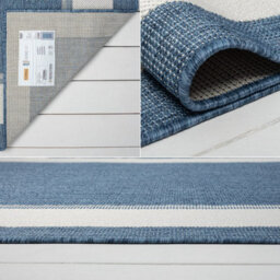 Homeart Outdoor Rugs Easy Cleaning Area Rugs For Balcony,garden,picnic,uv Weather Resistant  D.blue Cream, 80 X 150 Cm - thumbnail 5