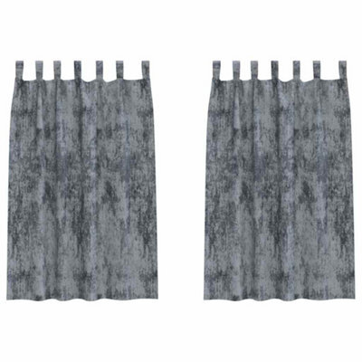 Berkfield Classic Curtain With Curtains 2 Pcs Silver Grey 175 X 140 Cm Velvet