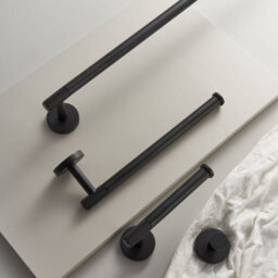 Excel Home Luxury Bathroom Accessories Set, Toilet Roll Holder, Towel Ring & Hooks In Elegant Matt Black Finish, Premium Brass - thumbnail 4