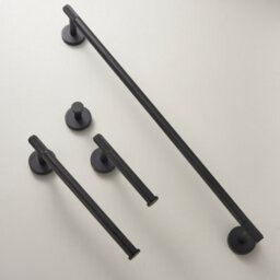 Excel Home Luxury Bathroom Accessories Set, Toilet Roll Holder, Towel Ring & Hooks In Elegant Matt Black Finish, Premium Brass - thumbnail 3