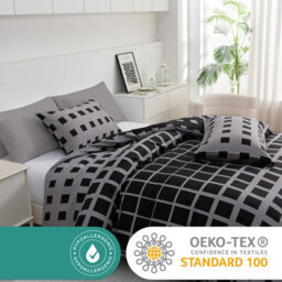 Lazzaro Premium Duvet Cover Set Double Brushed Microfiber Reversible With Zipper Closure & Corner Ties - thumbnail 4