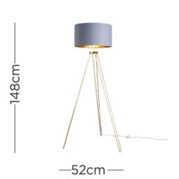 Valuelights Aero Gold Hairpin Design Tripod Floor Lamp With Grey Gold Drum Shade - thumbnail 6