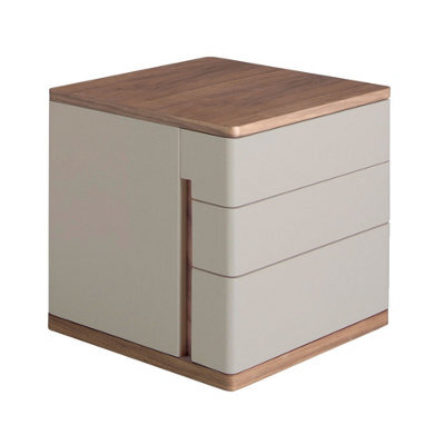 Angel Cerda Stylish Grey Wood And Walnut Bedside Table For Modern Bedrooms - image 1