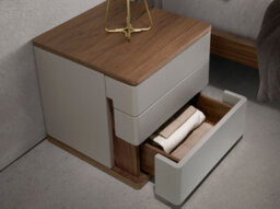 Angel Cerda Stylish Grey Wood And Walnut Bedside Table For Modern Bedrooms - thumbnail 4