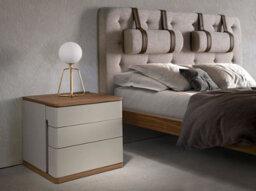 Angel Cerda Stylish Grey Wood And Walnut Bedside Table For Modern Bedrooms - thumbnail 2