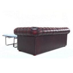 Chesterfield 3 Seater Sofabed Antique Oxblood Red Real Leather In Classic Style - thumbnail 5