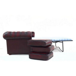 Chesterfield 3 Seater Sofabed Antique Oxblood Red Real Leather In Classic Style - thumbnail 8