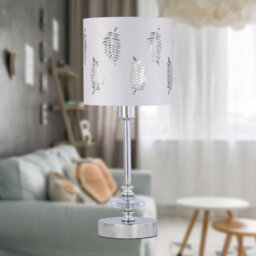 First Choice Lighting Chrome Jewelled Table Lamp With White Fern Shade - thumbnail 3