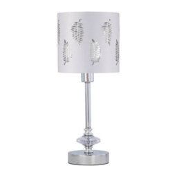 First Choice Lighting Chrome Jewelled Table Lamp With White Fern Shade - thumbnail 1