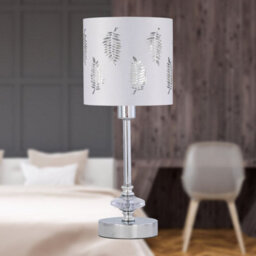 First Choice Lighting Chrome Jewelled Table Lamp With White Fern Shade - thumbnail 4