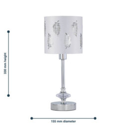First Choice Lighting Chrome Jewelled Table Lamp With White Fern Shade - thumbnail 5