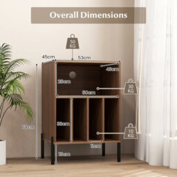 Costway Freestanding Turntable Stand 3-Tier Side Table W/ Charging Station Walnut - thumbnail 2