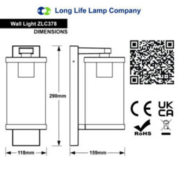 Long Life Lamps Company Outdoor Wall Light Black Lantern Clear Diffuser Zlc378 With Led 4W Warm - thumbnail 2