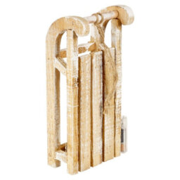 Urbn-Living Urbnliving 30Cm Wooden Sled Led Light Up Display Sleigh Brown Whitewash Ornament Novelty Christmas Decoration - thumbnail 4