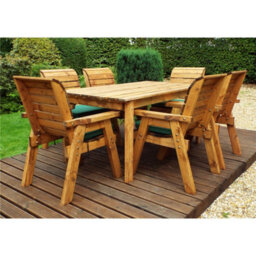 Marlborough Traditional Six Seater Rectangular Table Set With 6 X Green Chair Cushion 1 X Green Parasol & Base & Cushion Storage Bag - thumbnail 5