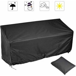 210D Garden Bench Cover, Black Exterior, Silver Interior, 2-Seater, 134X66X89Cm - thumbnail 3