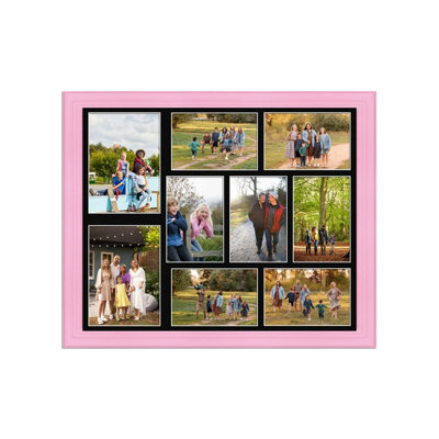 AK Frames 20X16 Pastel Pink Classic Multi Photo Frame With Black Mount - Holds 9 Apertures (2X) 7X5, (7X) 6X4 Photos - image 1