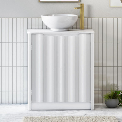 Royal Bathrooms Avenza 600mm Matt White Floor Standing Bathroom Vanity Unit 2 Door With Breeze Basin - image 1