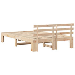 Berkfield Modern Pine Wood Bed Frame Natural Wood Solid Wood 140 X 190 Cm Durable - thumbnail 7