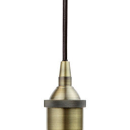 Matt Black St Edmund's Painted Dome Pendant Light With Antique Brass Lamp Holder And Black Round Cable - Se Home - thumbnail 3