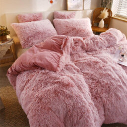 Groundlevel Pink Faux Fur Soft Duvet Cover Set - thumbnail 1