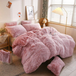 Groundlevel Pink Faux Fur Soft Duvet Cover Set - thumbnail 3