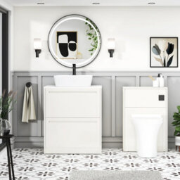 Royal Bathrooms Royal Bathroom Elmore 700mm Classic White Freestanding Bathroom Vanity Unit 2 Drawer Plain White Worktop With Cube Basin - thumbnail 5