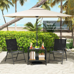 2 Tier End Table Metal Patio Coffee Table With Umbrella Hole - thumbnail 3