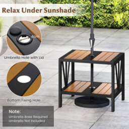 2 Tier End Table Metal Patio Coffee Table With Umbrella Hole - thumbnail 6