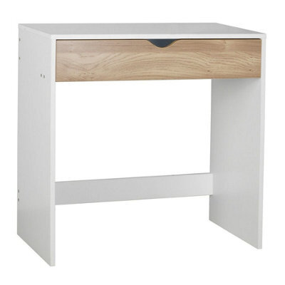 Urbn-Living Urbnliving Height 75Cm Wooden White 1 Drawer Dressing Table With Oak Drawers Bedroom Vanity And Computer Work Desk - image 1