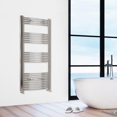 Simple Bathroom 1600X600mm Chrome Designer Curved Ladder Style Radiator - image 1