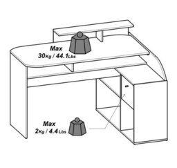 FurniComp LTD Furnicomp Archie 1 Drawer L-Shaped Corner Office Desk With Hutch - Matt White & Oak - thumbnail 4