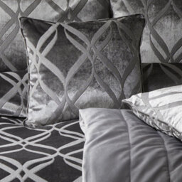 Soirée Belfort Geo Ogee Woven Soft Velvet Dark Grey Filled Cushion