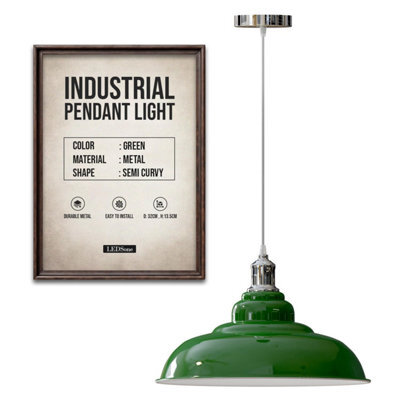 Ledsone Industrial Style Pendant Light Green And Chrome Ceiling Light With Shade - image 1