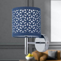 First Choice Lighting Brea - Chrome Wall Light With Navy Blue Cut Out Shade - thumbnail 4