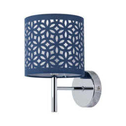 First Choice Lighting Brea - Chrome Wall Light With Navy Blue Cut Out Shade