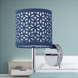First Choice Lighting Brea - Chrome Wall Light With Navy Blue Cut Out Shade - thumbnail 3